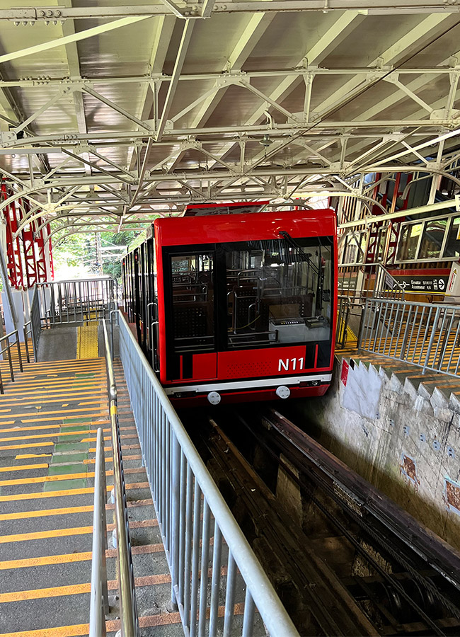 Funicular arriving at Mt Koya from Gokurakubashi